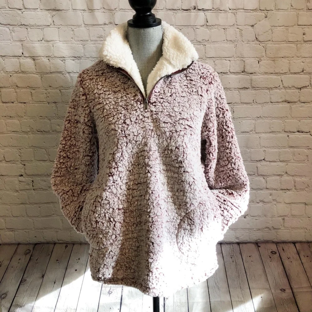New! Cozy half-zip Sherpa sweater